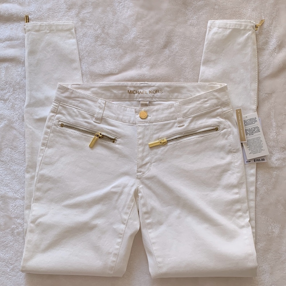 NWT Michael Kors Skinny Ankle Zip Jeans Size 0